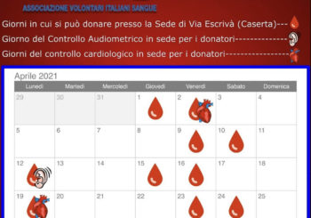 CALENDARIO DONAZIONI AVIS CASERTA APRILE